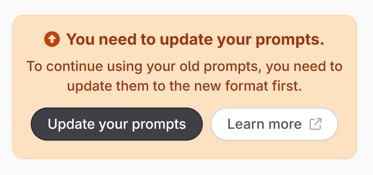 Update your prompts notification