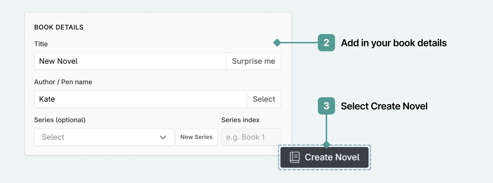 See how to create a new novel or project in Novelcrafter