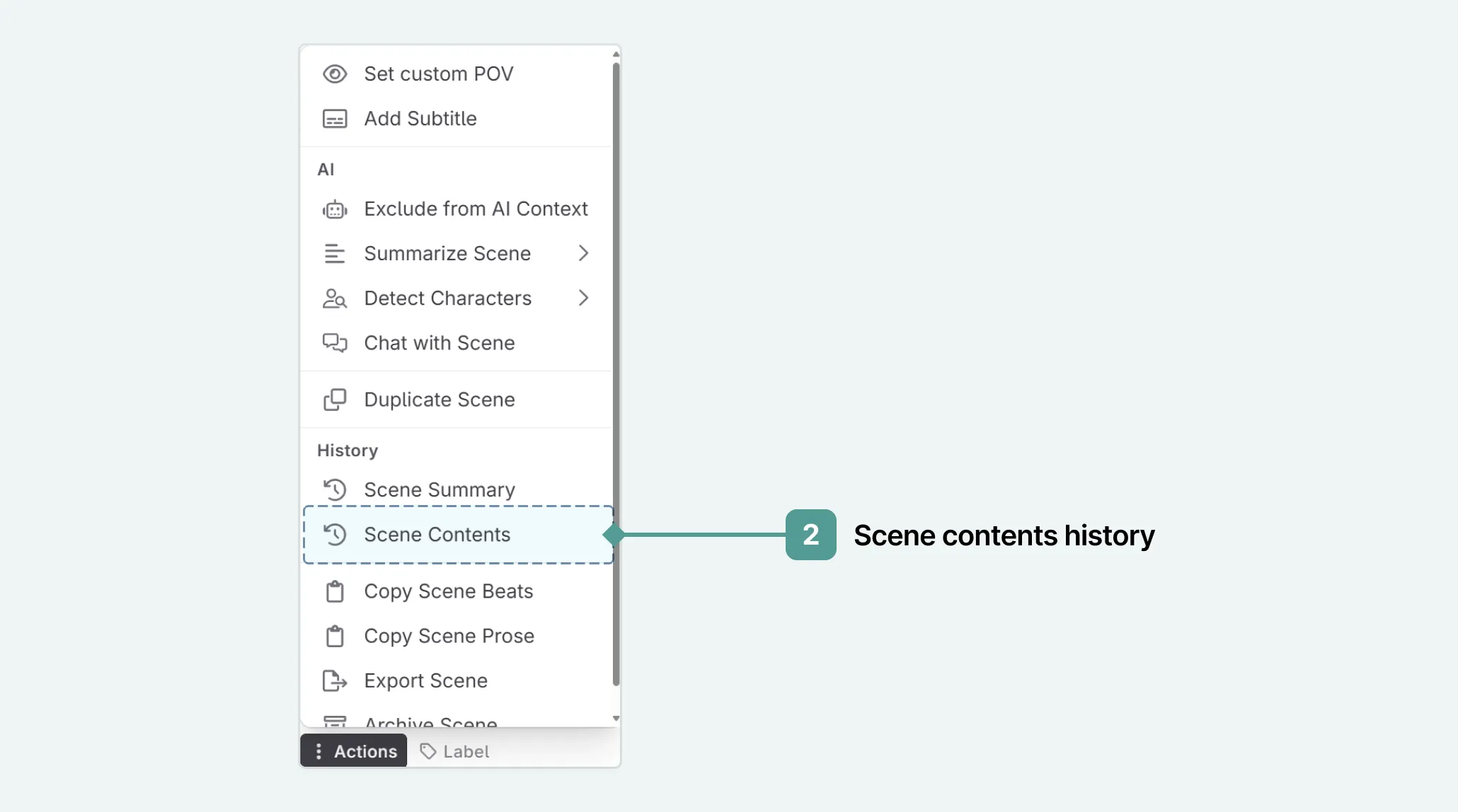 Navigation between chapters in the write mode