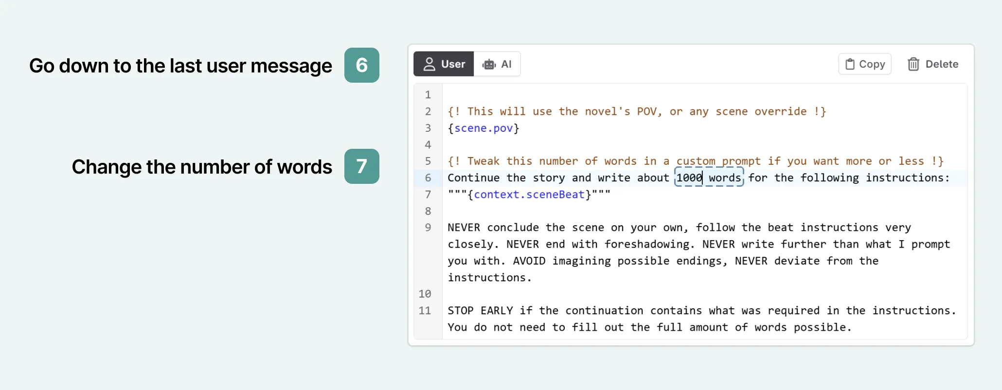 Renaming and changing your prompt in Novelcrafter