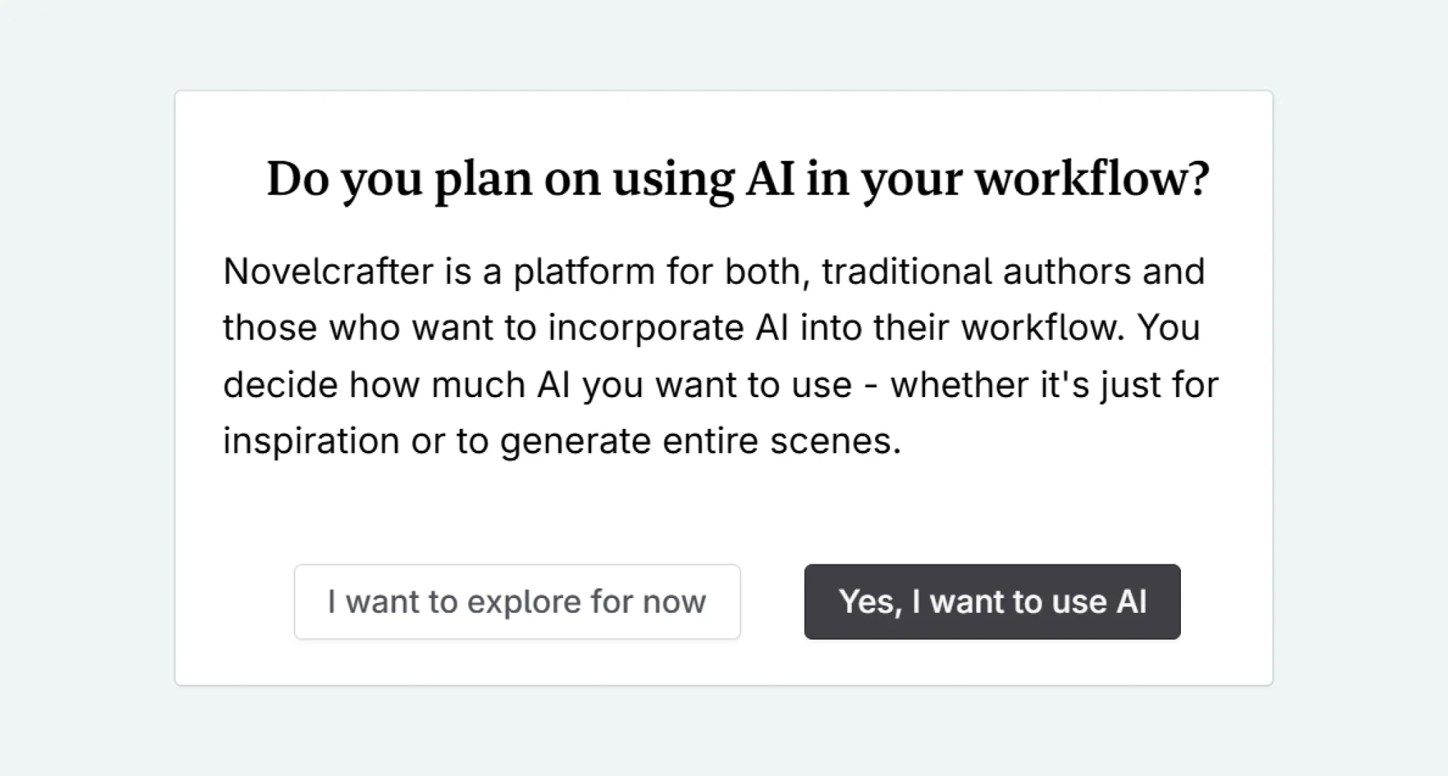 Initial workflow images for signing up to novelcrafter (AI)