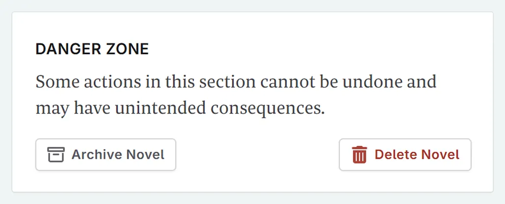 Archiving Novels in Novelcrafter