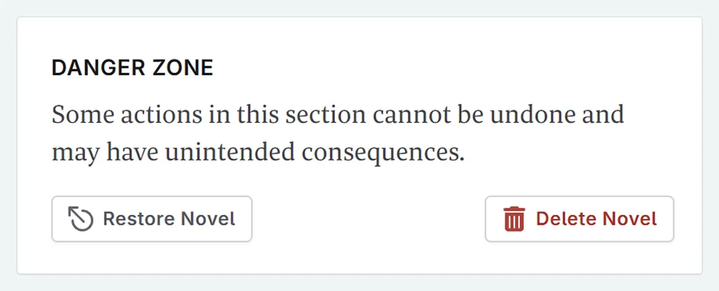 Restore novel in danger zone