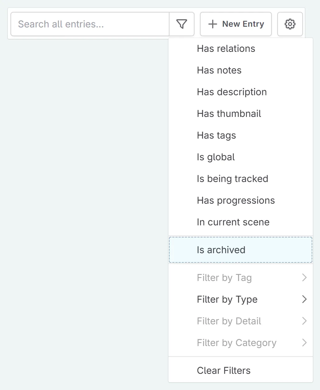 Filter archived codex entries