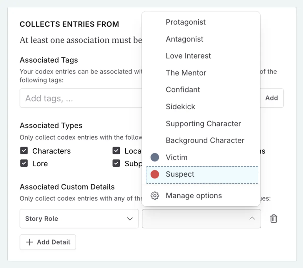 Codex in custom category section