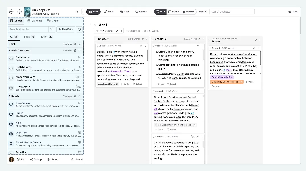 Highlight of the sidebar showing the Codex