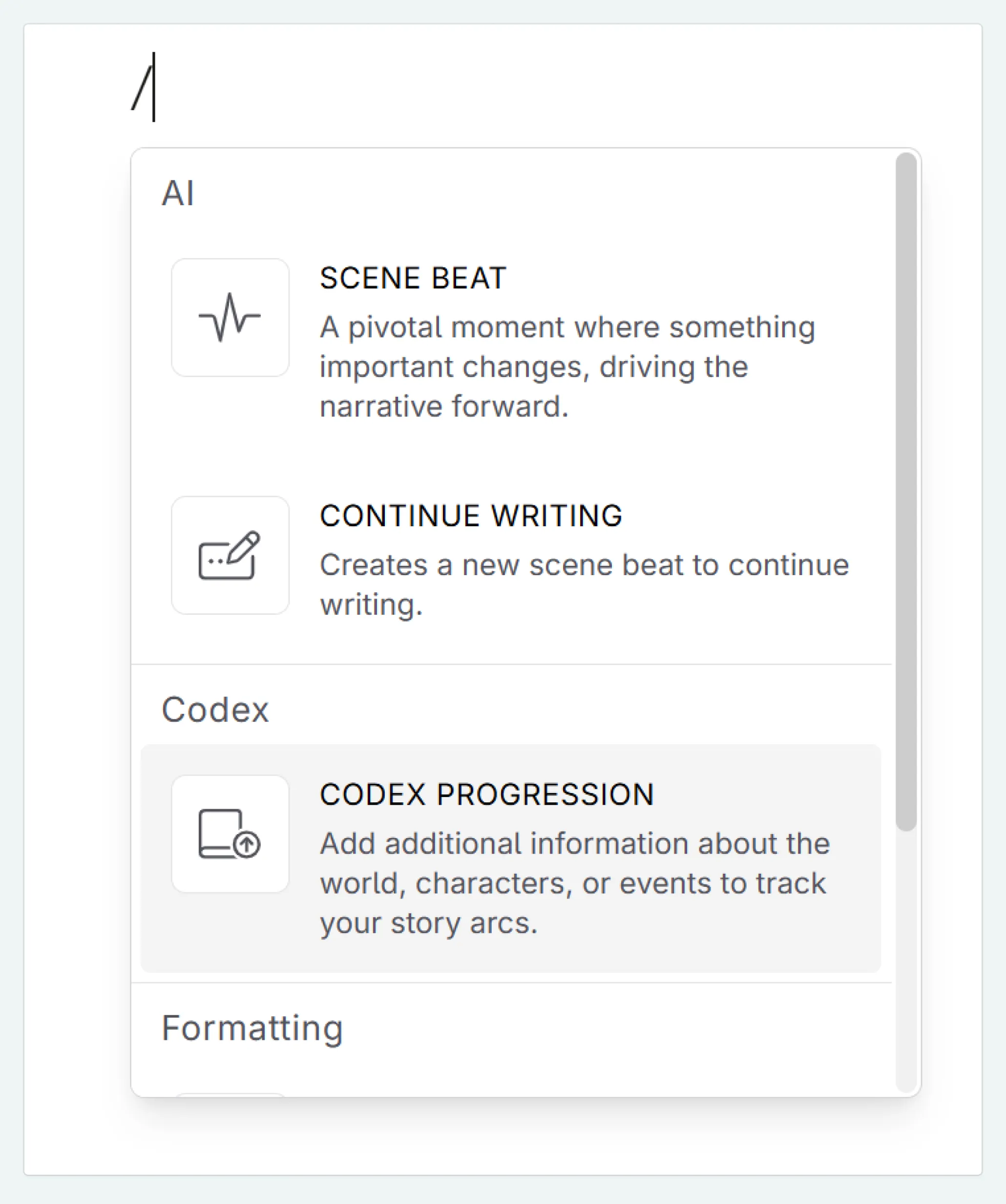 Making a Codex progression