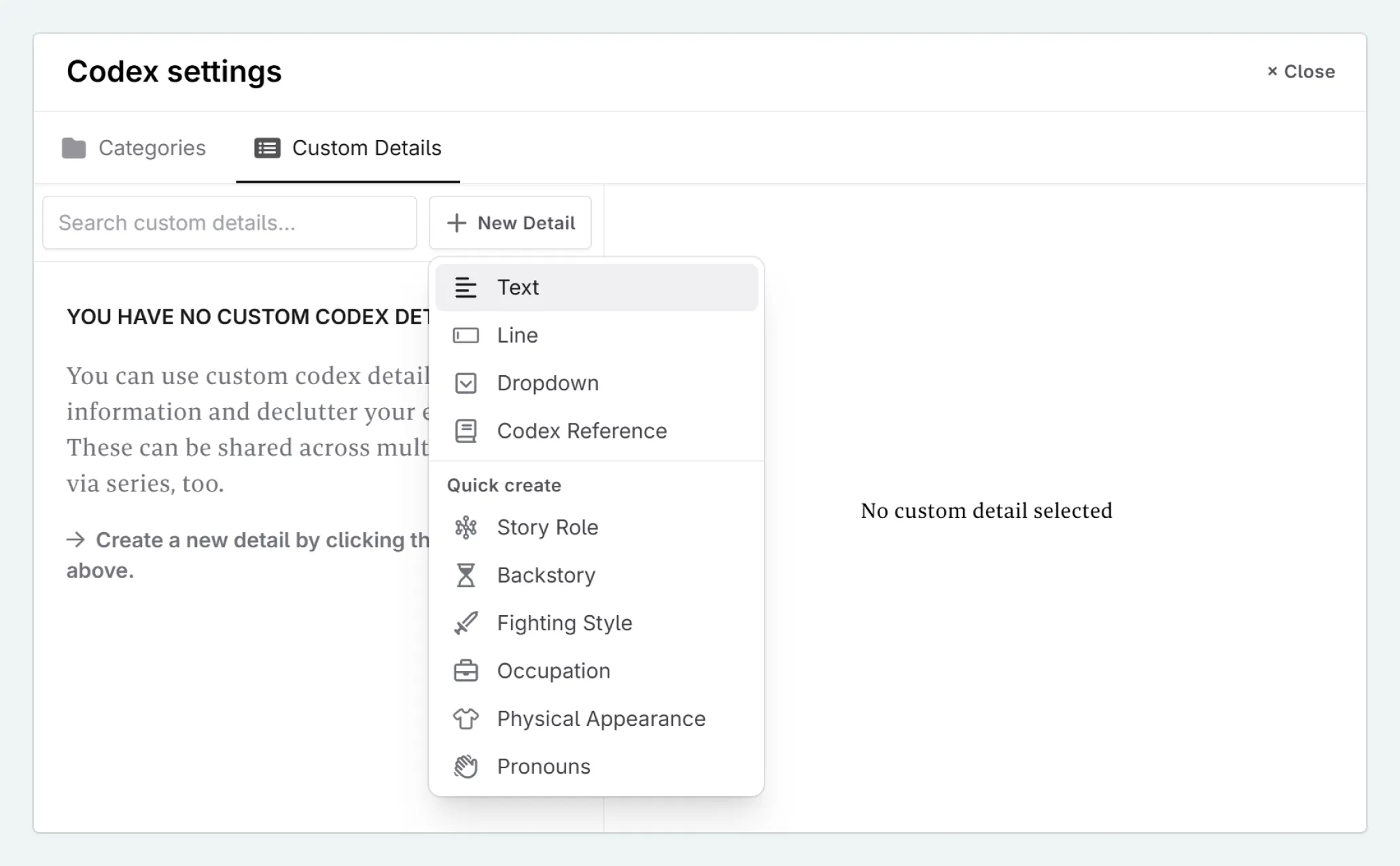 creating a custom detail