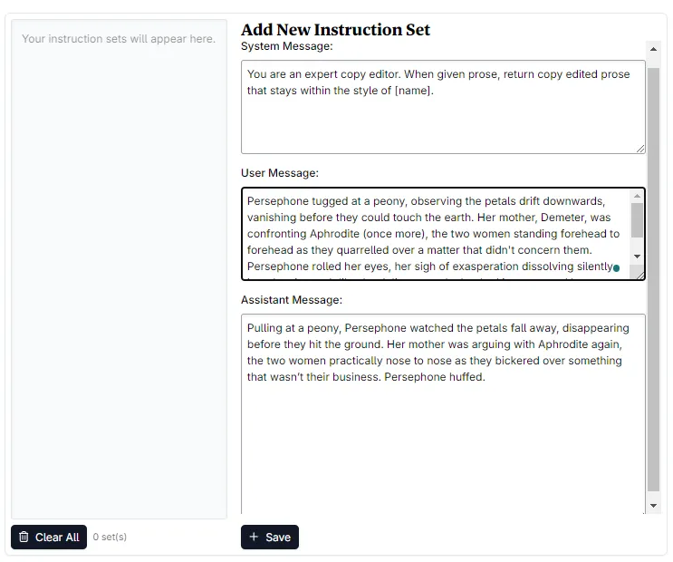 Adding a new fine tune entry