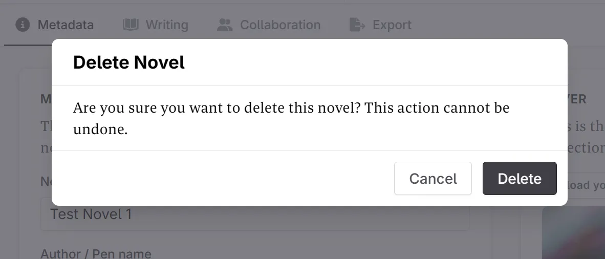 Confirm novel deletion