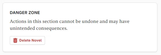 Novel settings Danger zone