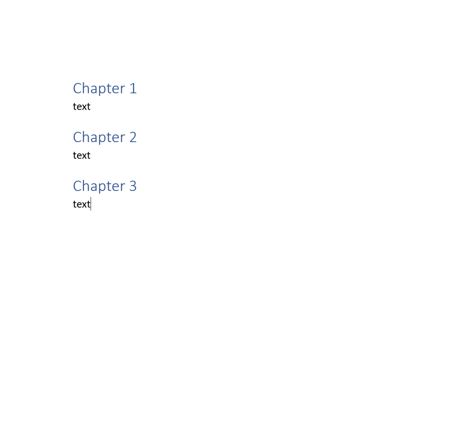 Example document chapters only