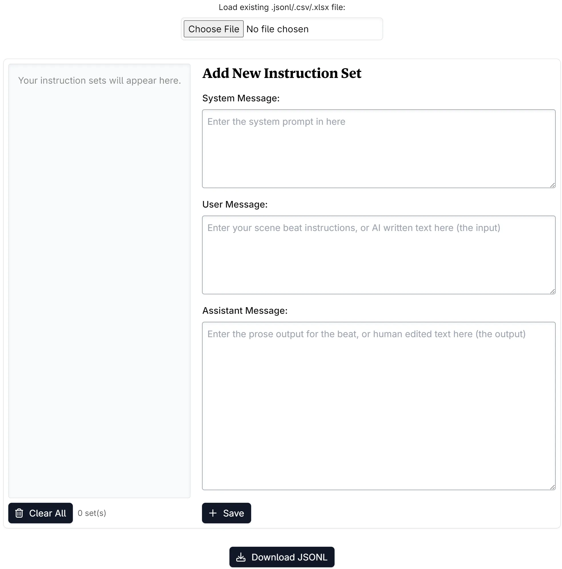 The AI Fine Tune Dataset Editor Interface