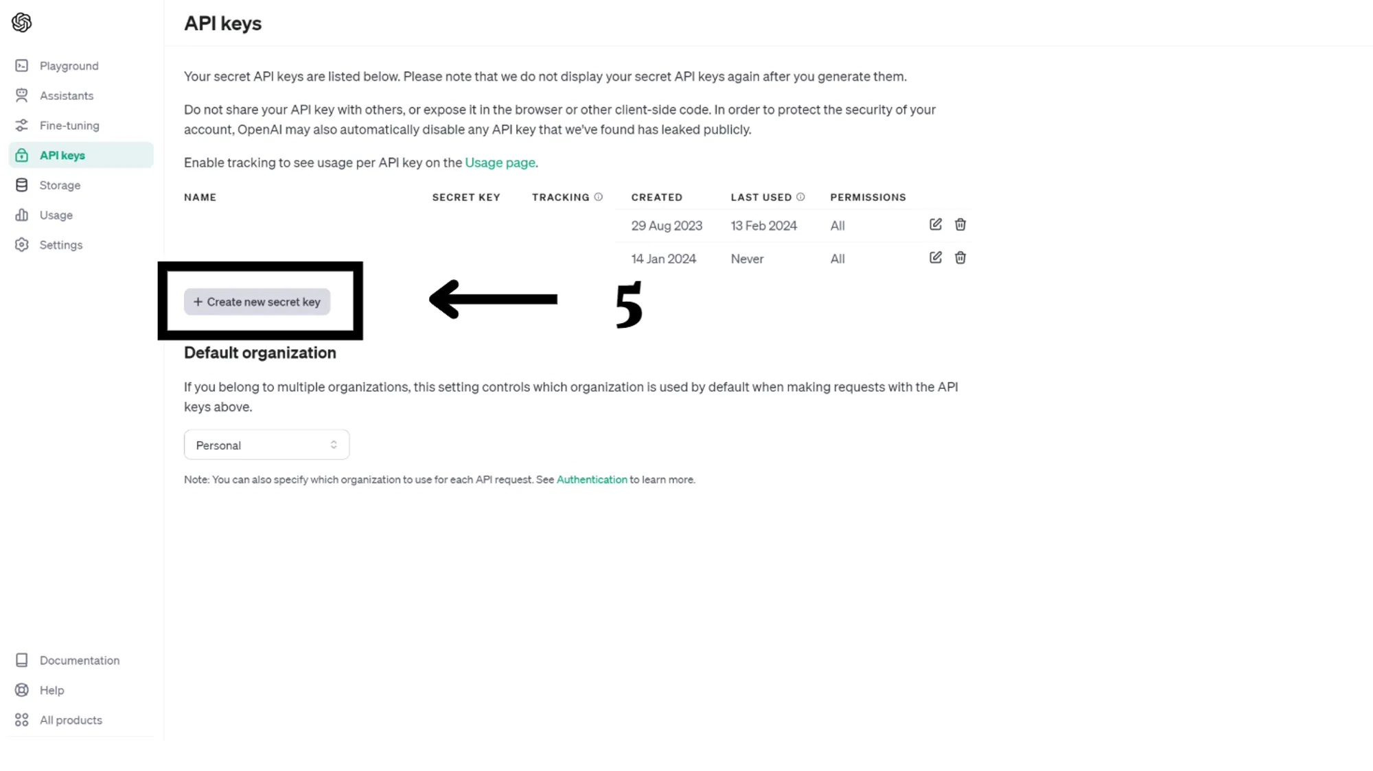 Manage OpenAI API Keys