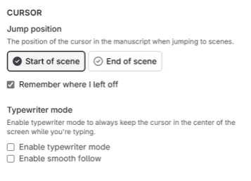 Cursor settings